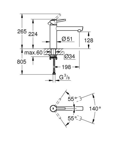 Смеситель для кухни GROHE Concetto со средним изливом для монтажа перед окном, хром (31210001), артикул 31210001