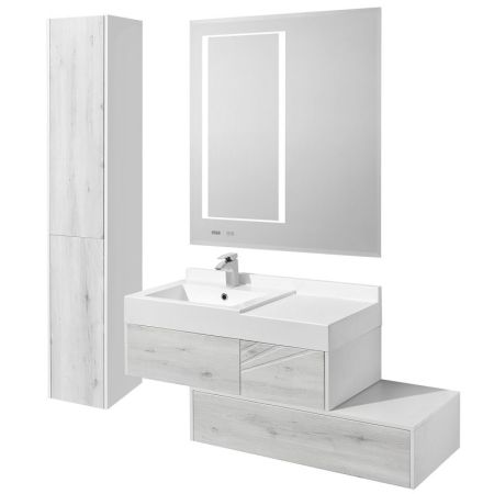 Тумба под раковину Акватон Сакура 100 1A234901SKW80 подвесная Ольха наварра Белый глянец, артикул 1A234901SKW80