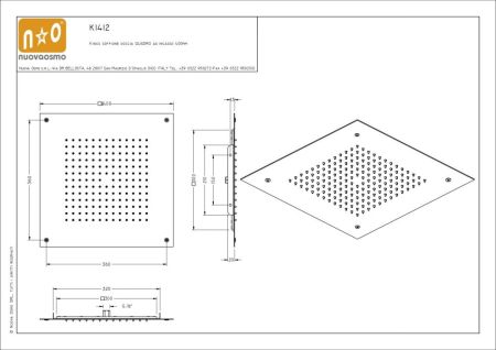 Graffio Kings, квадратная потолочная душевая головка 40х40 см, 1 режим: дождь, цвет хром