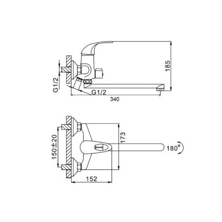 Смеситель для ванны D-Lin D146351, хром, артикул D146351