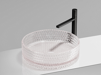 Умывальник чаша накладная круглая (цвет розовый) Кристалл (Cristal) 360x360x112мм