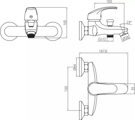 Смеситель для ванны Damixa Palace One 411000000 Хром, артикул 411000000
