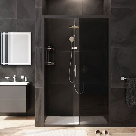 W90G-120-1-195BG Gem Solo Дверь душевая 120х195, стекло тонированное, профиль черный матовый W90G-120-1-195BG Gem Solo Дверь душевая 120х195, стекло тонированное, профиль черный матовый