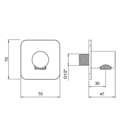 ALMAR Вывод из стены для душевой лейки, цвет черный металл брашированный PVD