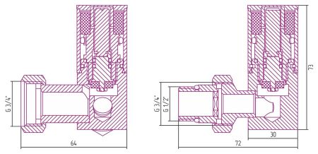 Вентиль, Сунержа, 3D, G 1/2" НР х G 3/4" НГ, правый, цилиндр, материал-нержавеющая сталь, цвет-золото