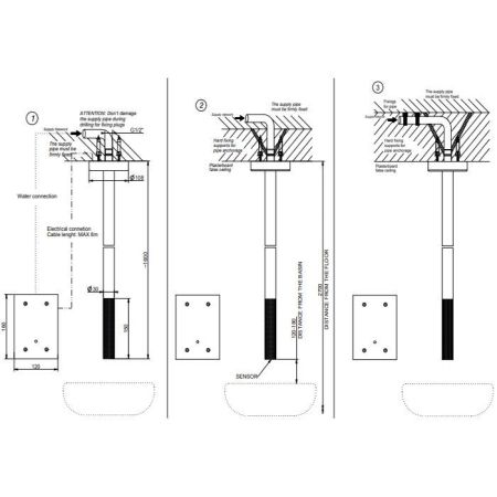 GESSI 316 CESELLO Смеситель для раковины потолочный, электронный, внешняя часть, цвет Steel Brushed