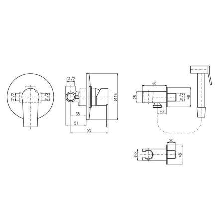 Гигиенический душ со смесителем Rav Slezak COLORADO CO142, хром, артикул CO142