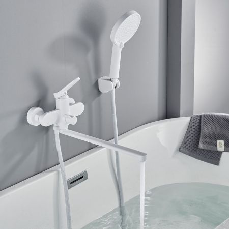 Смеситель для ванны Shevanik S4322C, белый