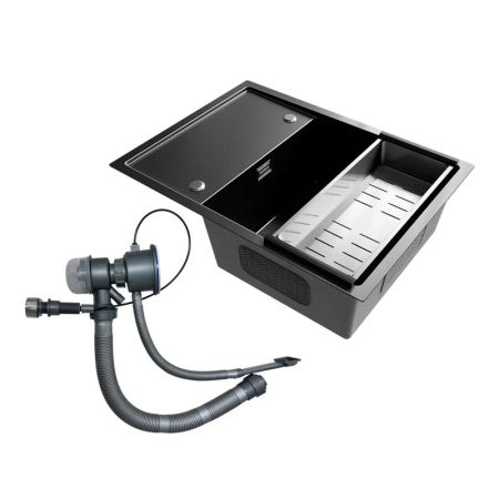 Кухонная мойка Ulgran Steel 680x500, черная брашированная сталь, артикул US 680-002