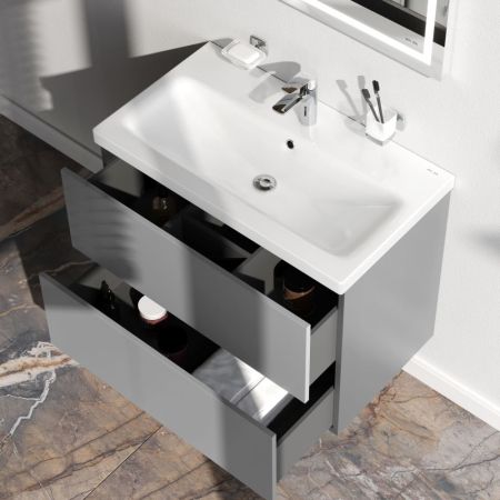 M90FHX07522GM GEM, База под раковину, подвесная, 75 см, 2 ящика push-to-open, графит матовый, артикул M90FHX07522GM