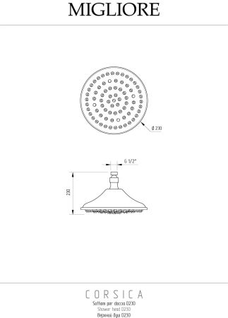 CORSICA Верхний душ, d-230 mm., антикальций, золото, артикул 19976