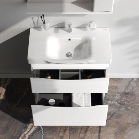 M80FSX0802WG Like, База под раковину, напольная, 80 см, 2 ящика, белый, глянцевая, шт, артикул M80FSX0802WG