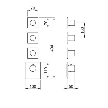 ALMAR Внешняя часть термостатического смесителя с 3-мя запорными вентилями, цвет хром, артикул E180083.CR