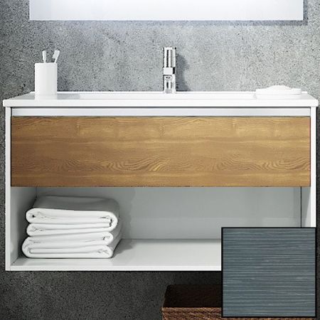 Тумба с раковиной SanVit Контур 75 kkont075 с фактурой под дерево подвесная Шелк Сталь, артикул kkont075