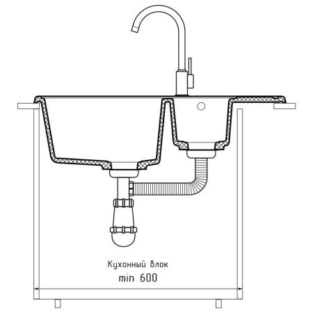 Кухонная мойка GranFest QUARZ 21К, темно-серый, артикул 21К темно-серый