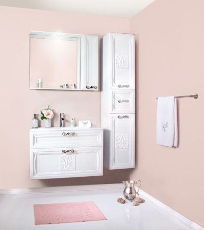 Тумба под раковину Бриклаер Адель 85 Белая глянцевая, артикул 4627125413490