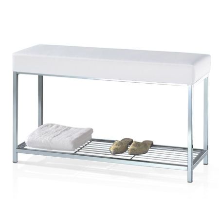 Decor Walther DW 67 Скамья с полочкой 90x30x52см, цвет: хром / белый, артикул 0503304