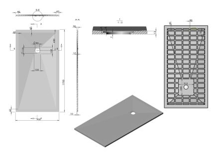 Поддон для душа из искусственного камня  VST-4SR9017W, 1700*900*30, белый матовый, артикул VST-4SR9017W