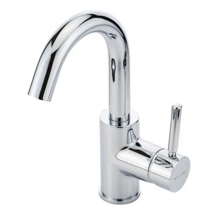 FORTIS Смеситель для раковины моноком. ручка сбоку, излив изогнут, хром, артикул 18664