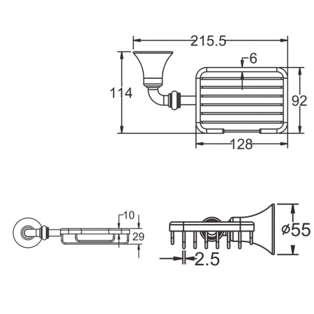 Мыльница Rose RG1204, хром