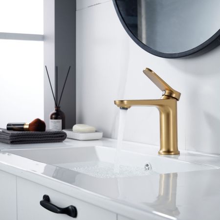 Смеситель для раковины Shevanik S4301G, золотой сатин, артикул S4301G