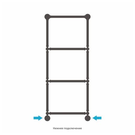 Полотенцесушитель, Сунержа, Ренессанс 1304, водяной, ширина, мм-572, глубина, мм-184, высота, мм-1333, межосевое расстояние-500, подключение-нижнее, мощность, Вт-300, присоединительный размер-НР G 1/2" / НР G 3/4" (эксцентрик), материал-нержавеющая сталь,