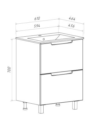 Тумба Runo Lina 60 напольная белая под умывальник 00-00002554 (Teffy 60) (00-00004641), артикул 00-00004641