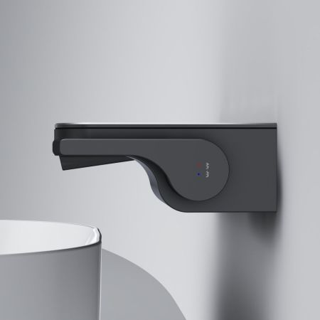 F8F72722 Func, встраиваемый смеситель на раковину с полкой и каскадным изливом, черный, артикул F8F72722