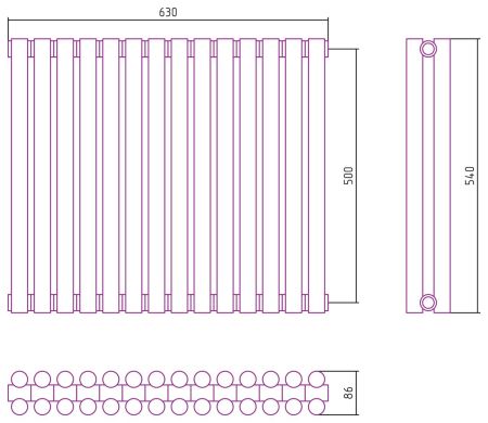 Отопительный радиатор ЭСТЕТ-11 н/ж 500х630 / 14 сек (САТИН), артикул 071-0302-5014