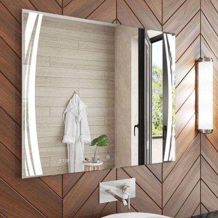 Зеркало Vigo Elen Luxe 100 с подсветкой и часами Хром