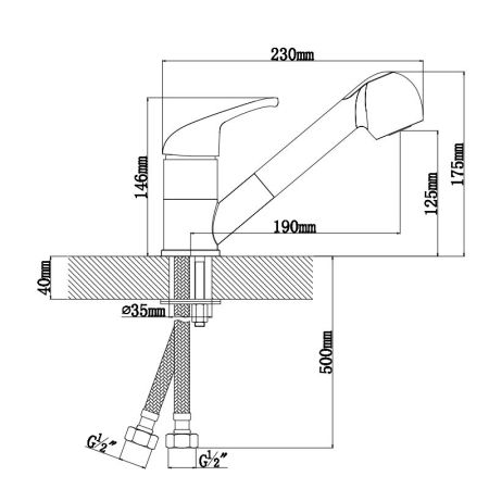 Смеситель для кухни с выдвижным изливом Dr. Gans Соната 319.04L.1223.410, везувий