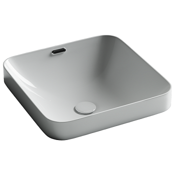 Раковина встраиваемая сверху Ceramicanova Элемент (Element) с отверстием слива - перелива квадратной формы 438x438x172 мм цвет белый арт. CN6077