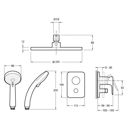 Душевая система JACOB DELAFON MODULO E30759-CP (хром, металл, круглая), шт, артикул E30759-CP