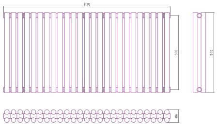 Отопительный радиатор ЭСТЕТ-11 н/ж 500х1125 / 25 сек (Матовое ЗОЛОТО), артикул 032-0302-5025