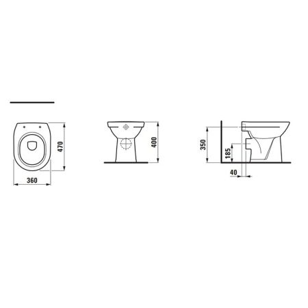 Laufen Pro Унитаз напольный 470x360x400 мм, выпуск горизонтальный, белый, артикул 8.2195.6.000.000.1