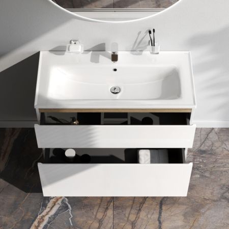 M85AFSX1002WG X-Joy, База под раковину, напольная, 100 см, 2 ящика, белый глянец, артикул M85AFSX1002WG