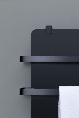 Полотенцесушитель электрический Allen Brau Infinity 120x44 с рейлингом 2.0 и креплением, черный матовый, артикул 00325638