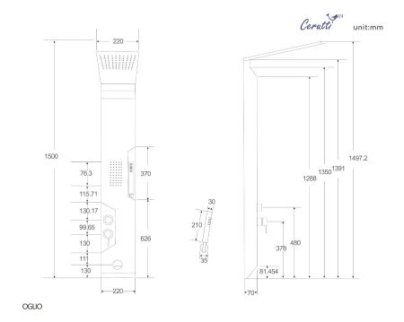 Панель OGLIO B душевая Cerutti SPA CT8987