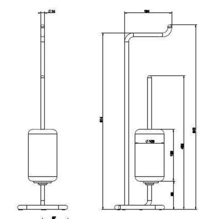 Gessi Goccia Стойка с держателем для туалетной бумаги и ершиком, напольная, цвет: белый/черный, артикул 38068#079