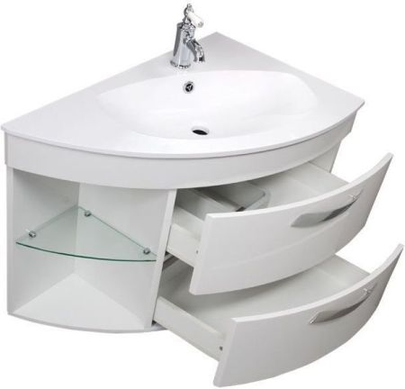 Тумба с раковиной De Aqua Трио Люкс 80 R белый, артикул 00212695