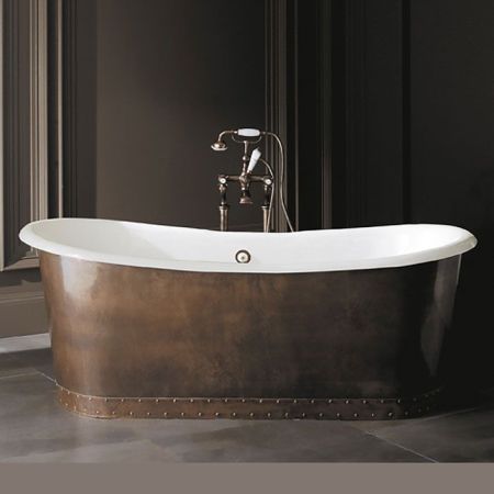 Devon Ambra Ванна чугунная (без отверстий для смесителя),182x81xh70,5cм, свободностоящая, цвет: белый, вн.отделка: листовая медь (без слива-перелива), артикул NAAMBRA