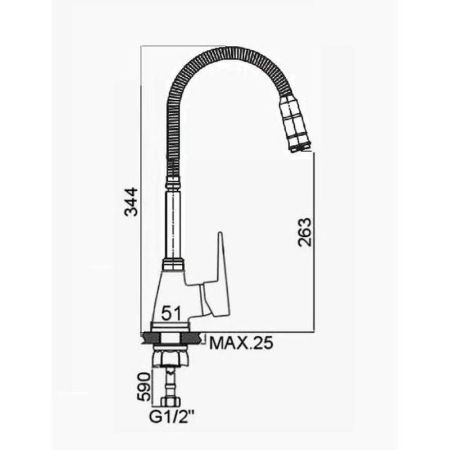 Смеситель для кухни с гибким изливом D-Lin D150362-Q, хром, артикул D150362-Q