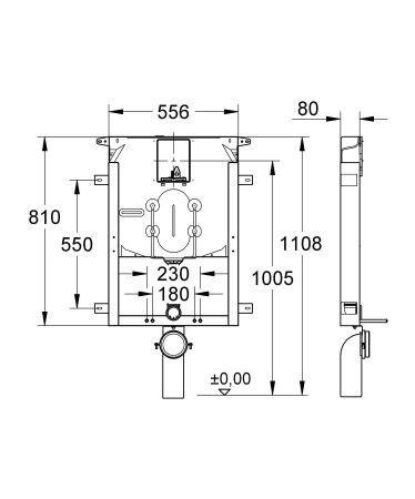 Инсталляционный комплект для унитаза GROHE Uniset для обмуровки (38729000), артикул 38729000