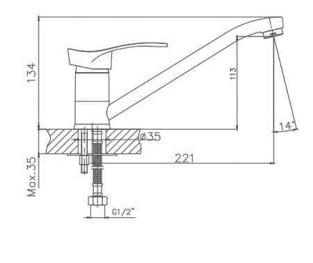 Смеситель для кухни Cron CN4201-2, хром, артикул CN4201-2