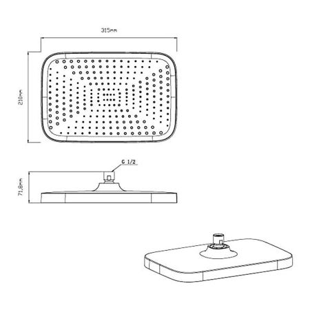 Душевой комплект VSFW-431T1RCH встраиваемый, термостатический, 3 режима, хром, артикул VSFW-431T1RCH