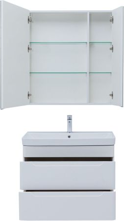 Мебель для ванной Aquanet София 80 белый глянец (2 ящика)