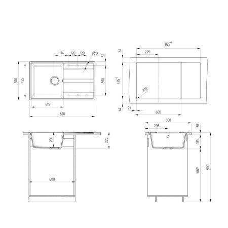 Кухонная мойка Ulgran Quartz Prima 850-10, песок, артикул Prima 850-10