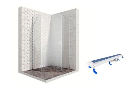 Душевой уголок Ambassador Diamond 12011111L-ST4, пятиугольный, линейный трап, 90х90