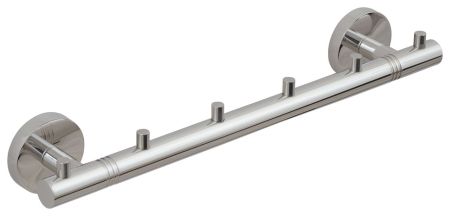 Полотенцедержатель, Сунержа, КАНЬОН, с 6-ю крючками, ширина, мм-320, глубина, мм-53, высота, мм-50, тип установки-настенный, материал-нержавеющая сталь, крепления в комплекте, цвет-флок красный