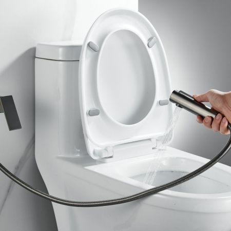 Гигиенический душ со смесителем Shevanik S9605T-1, оружейная сталь